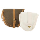 SAINT LAURENT Shoulder Bag PVC 2 Set Brown White Auth fm5353-1