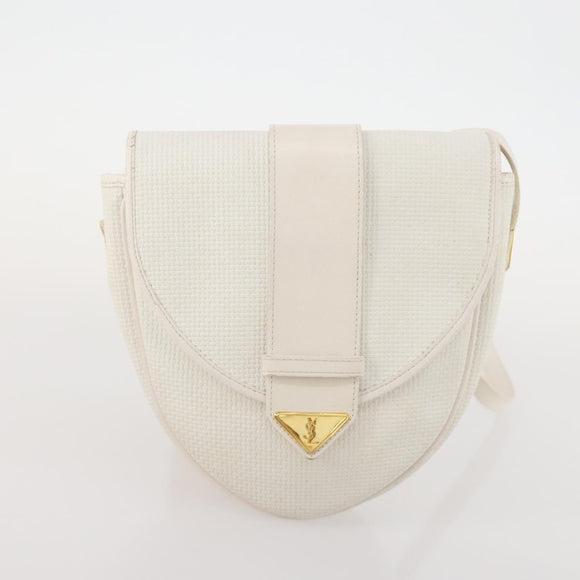 SAINT LAURENT Shoulder Bag PVC 2 Set Brown White Auth fm5353