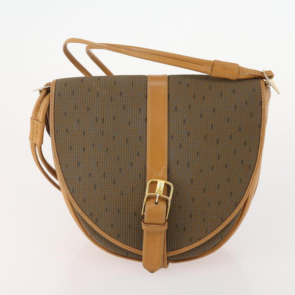 SAINT LAURENT Shoulder Bag PVC 2 Set Brown White Auth fm5353