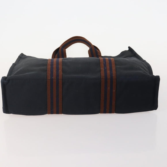 HERMES Fourre Tout Tote Bag Canvas 5 Set Navy Black Khaki Auth fm5354