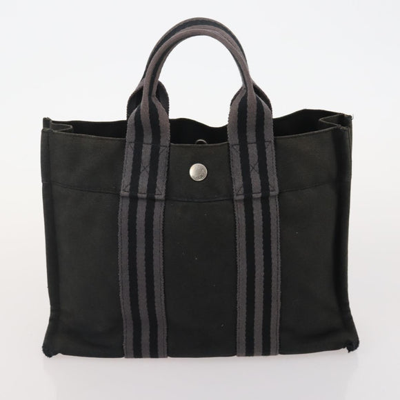 HERMES Fourre Tout Tote Bag Canvas 5 Set Navy Black Khaki Auth fm5354