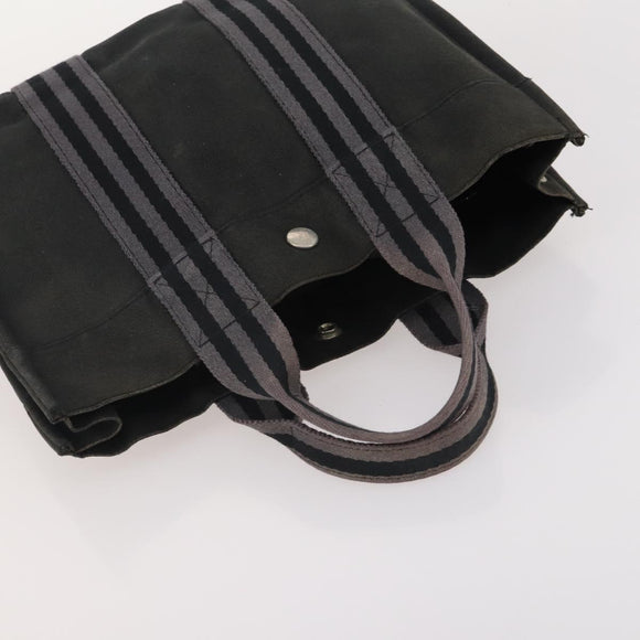HERMES Fourre Tout Tote Bag Canvas 5 Set Navy Black Khaki Auth fm5354