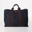 HERMES Fourre Tout Tote Bag Canvas 5 Set Navy Black Khaki Auth fm5354-2