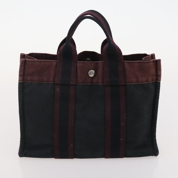HERMES Fourre Tout Tote Bag Canvas 5 Set Navy Black Khaki Auth fm5354