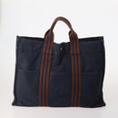 HERMES Fourre Tout Tote Bag Canvas 5 Set Navy Black Khaki Auth fm5354-3