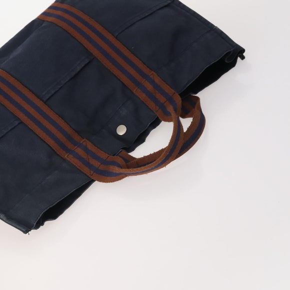 HERMES Fourre Tout Tote Bag Canvas 5 Set Navy Black Khaki Auth fm5354