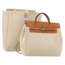 HERMES Herbag A Dos Hand Bag Canvas 2way White Silver Auth fm5359-1