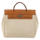 HERMES Herbag A Dos Hand Bag Canvas 2way White Silver Auth fm5359-13
