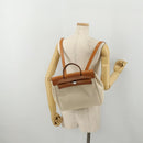 HERMES Herbag A Dos Hand Bag Canvas 2way White Silver Auth fm5359-29
