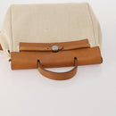 HERMES Herbag A Dos Hand Bag Canvas 2way White Silver Auth fm5359-7