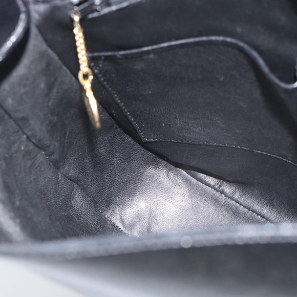 CELINE Shoulder Bag Leather Black Gold Auth fm5363