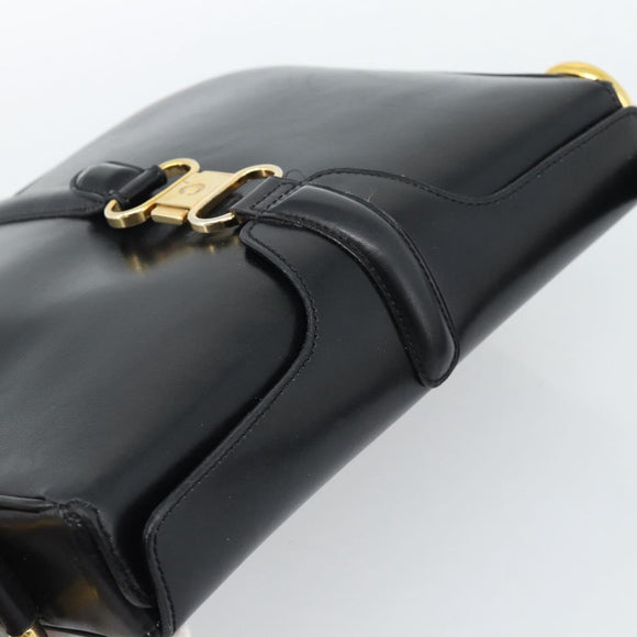 CELINE Shoulder Bag Leather Black Gold Auth fm5363
