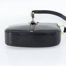 CELINE Shoulder Bag Leather Black Gold Auth fm5363-9