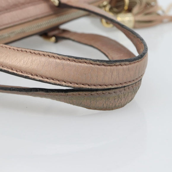 GUCCI Soho Hand Bag Leather 2way Pink Gold 308362 Auth fm5364