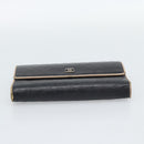 CHANEL Bicolore Long Wallet Leather Black Silver CC Auth fm5370-6