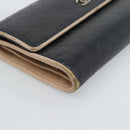 CHANEL Bicolore Long Wallet Leather Black Silver CC Auth fm5370-14