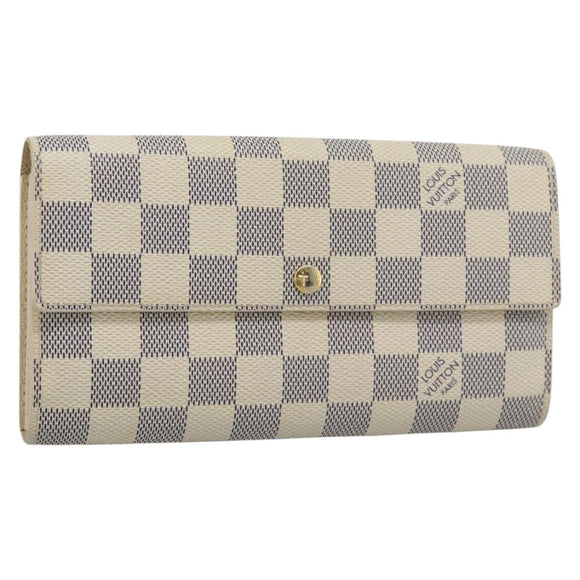 LOUIS VUITTON Damier Azur Portefeuille Sarah Long Wallet N61735 LV Auth fm5371A