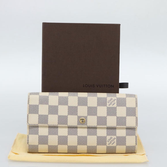 LOUIS VUITTON Damier Azur Portefeuille Sarah Long Wallet N61735 LV Auth fm5371A