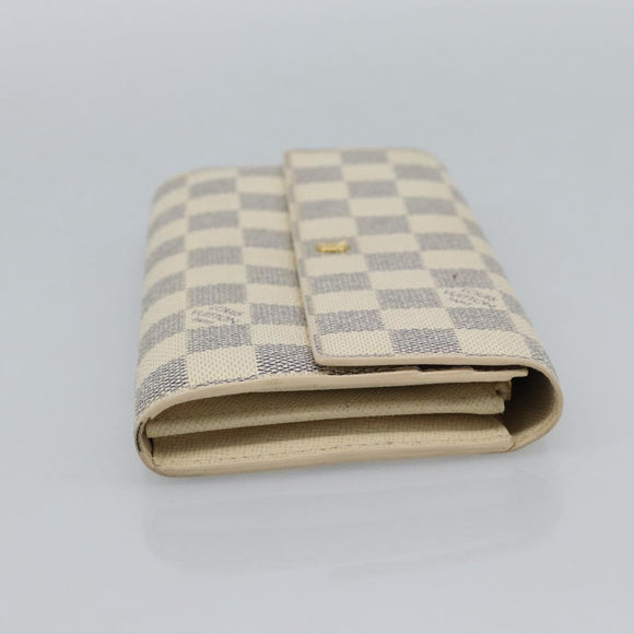 LOUIS VUITTON Damier Azur Portefeuille Sarah Long Wallet N61735 LV Auth fm5371A