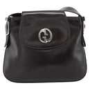 GUCCI Shoulder Bag Leather Black Gold Auth fm5372-13