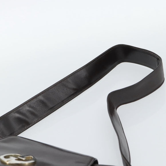 GUCCI Shoulder Bag Leather Black Gold Auth fm5372