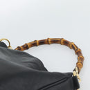 GUCCI Bambo Handtas Leer Zwart Goud Auth fm5373-8