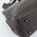 PRADA Hand Bag Leather Dark Brown Silver Auth fm5374-14