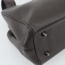 PRADA Hand Bag Leather Dark Brown Silver Auth fm5374-16