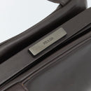 PRADA Handtas Leer Donkerbruin Zilver Auth fm5374-18