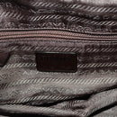 PRADA Hand Bag Leather Dark Brown Silver Auth fm5374-19