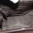 PRADA Hand Bag Leather Dark Brown Silver Auth fm5374-11
