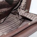 PRADA Handtas Leer Donkerbruin Zilver Auth fm5374-20