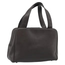 PRADA Handtas Leer Donkerbruin Zilver Auth fm5374-1