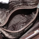 PRADA Hand Bag Leather Dark Brown Silver Auth fm5374-23