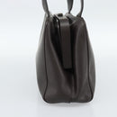 PRADA Handtas Leer Donkerbruin Zilver Auth fm5374-4