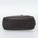 PRADA Handtas Leer Donkerbruin Zilver Auth fm5374-5
