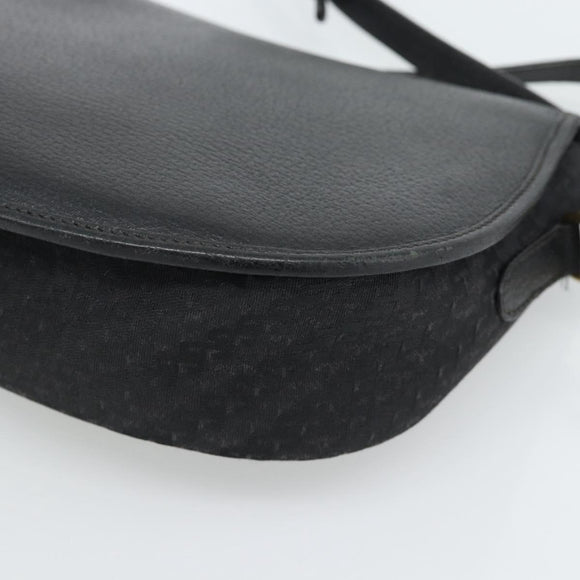 GUCCI Shoulder Bag Canvas Leather Black Gold 007 115 0074 Auth fm5375