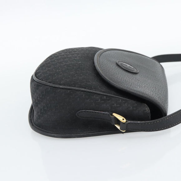 GUCCI Shoulder Bag Canvas Leather Black Gold 007 115 0074 Auth fm5375