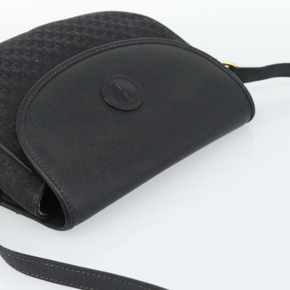 GUCCI Shoulder Bag Canvas Leather Black Gold 007 115 0074 Auth fm5375