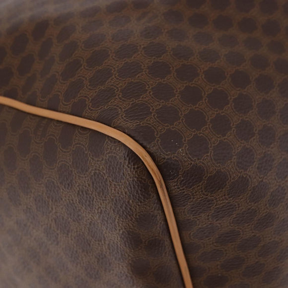 CELINE Macadam Canvas Boston Bag PVC Leer Bruin Goud Auth fm5376