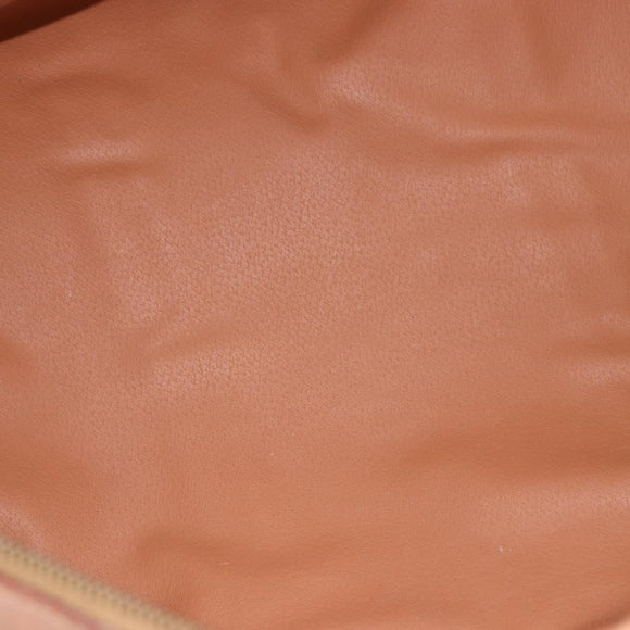 CELINE Macadam Canvas Boston Bag PVC Leer Bruin Goud Auth fm5376