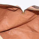CELINE Macadam Canvas Boston Bag PVC Leather Brown Gold Auth fm5376-19