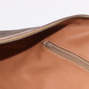 CELINE Macadam Canvas Boston Bag PVC Leather Brown Gold Auth fm5376-20