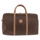 CELINE Macadam Canvas Boston Bag PVC Leather Brown Gold Auth fm5376-13