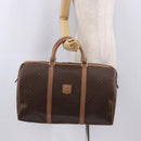 CELINE Macadam Canvas Boston Bag PVC Leather Brown Gold Auth fm5376-22