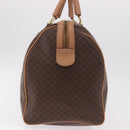 CELINE Macadam Canvas Boston Bag PVC Leather Brown Gold Auth fm5376-4