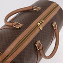 CELINE Macadam Canvas Boston Bag PVC Leather Brown Gold Auth fm5376-6