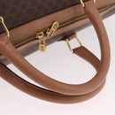 CELINE Macadam Canvas Boston Bag PVC Leather Brown Gold Auth fm5376-7