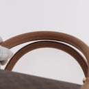 CELINE Macadam Canvas Boston Bag PVC Leather Brown Gold Auth fm5376-8