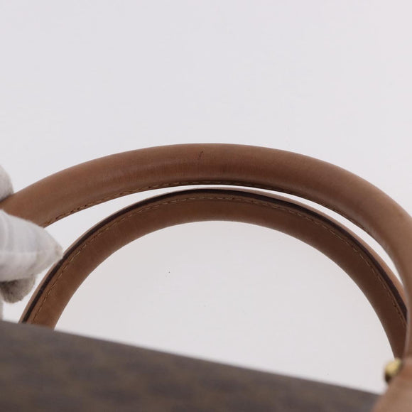 CELINE Macadam Canvas Boston Bag PVC Leer Bruin Goud Auth fm5376